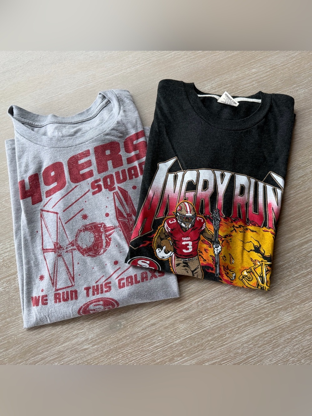 NFL San Francisco 49ers Football Licensed Graphic Tees Bundle of 2 S/M
